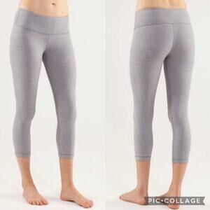 Lululemon Athletica Wunder‎ Under Mid-Rise Crop In Heathered Fossil Grey Size 6